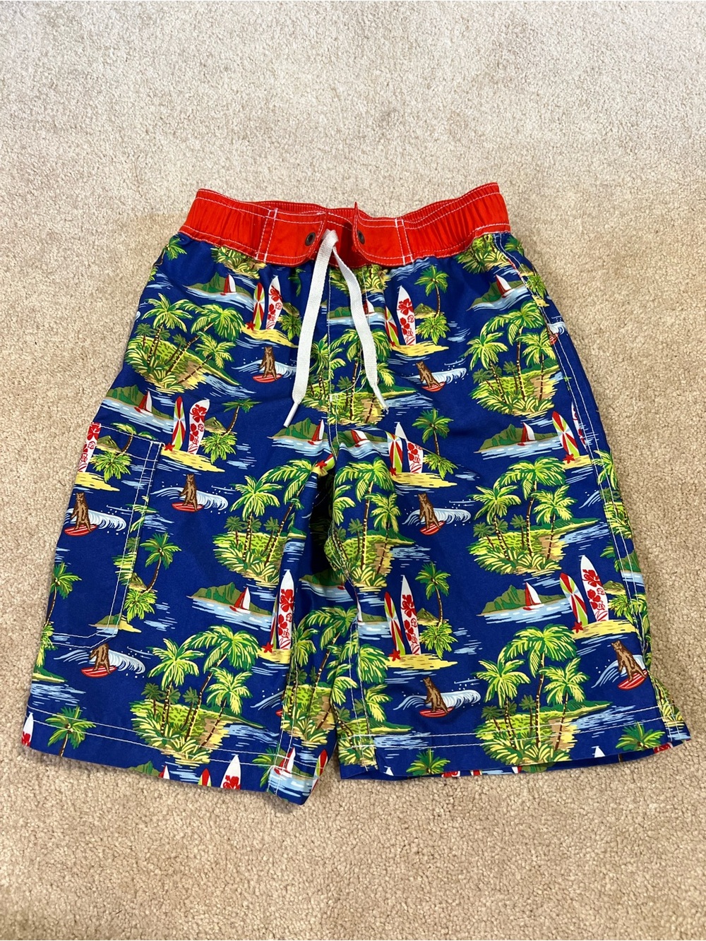 Hanna Andersson Tropical Bear Surfing Swim Trunks size 6/7